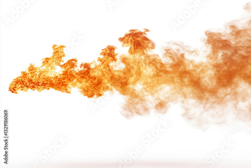 Vibrant orange flame and smoke create dynamic movement