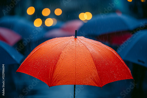 Wallpaper Mural Colorful umbrellas in a rainy urban setting Torontodigital.ca