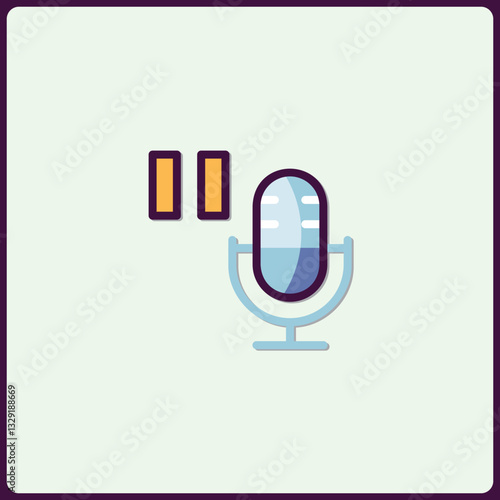 Stylized microphone icon representing pause control button and recording