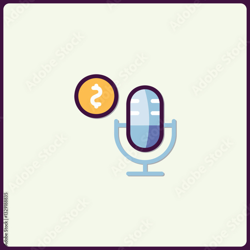 Monetizing your Voice, Microphone with a coin vector, Creative audio earnings icon