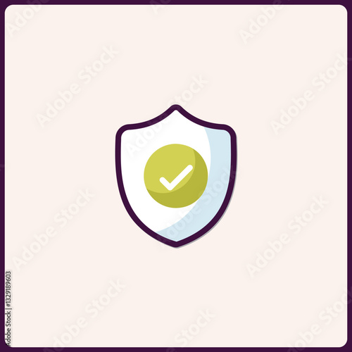 Stylized shield icon with check mark, representing security and protection