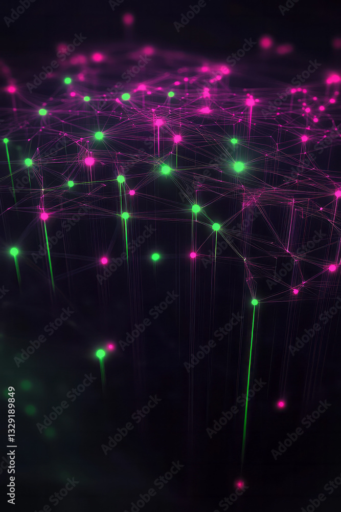 Fototapeta premium a dark background with many green and pink lights