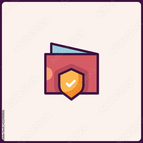 Secured financial wallet symbol with a checkmark shield representing safety and security