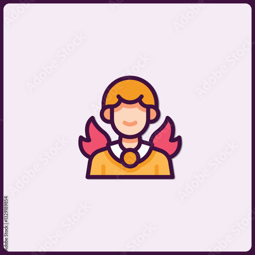 Cartoon illustration of a cute angel with wings, vector art design