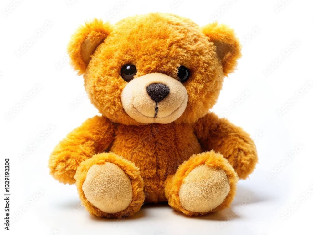 Close-up of an adorable, soft teddy bear, whimsically tilted, isolated on white. Close-up of an adorable, soft teddy bear, whimsically tilted, isolated on white.