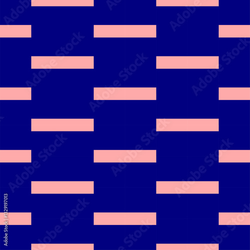 pink and blue square block arrange in horizontal line strip seamless Pattern design for fabric printing, vintage patter