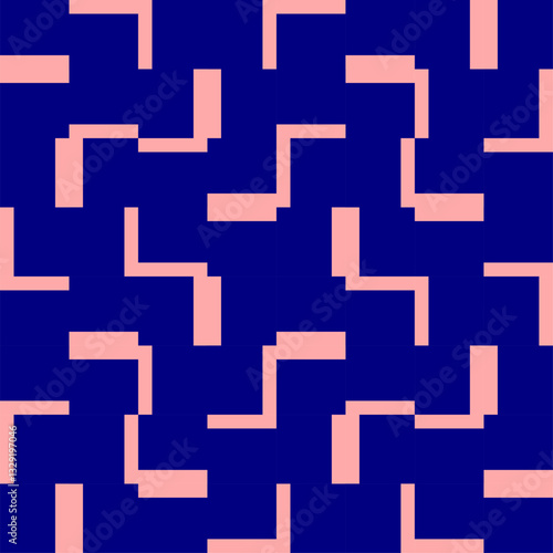 pink and blue square block arrange in horizontal line strip conner seamless Pattern design for fabric printing, vintage patter, block, square, rectangle