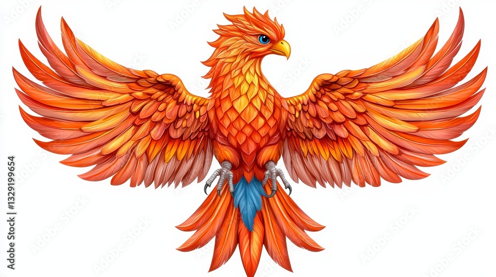 Fototapeta premium Beautiful bird with orange feathers displaying fiery elegance and grace in a decorative artistic style