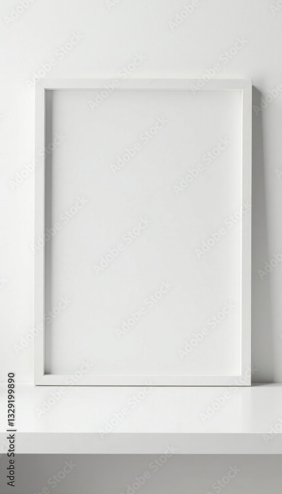 Crisp white wooden photo frame against a white wall Perfect for mockups , hanging, empty, vintage frame Crisp white wooden photo frame against a white wall Perfect for mockups , hanging, empty, vintage frame