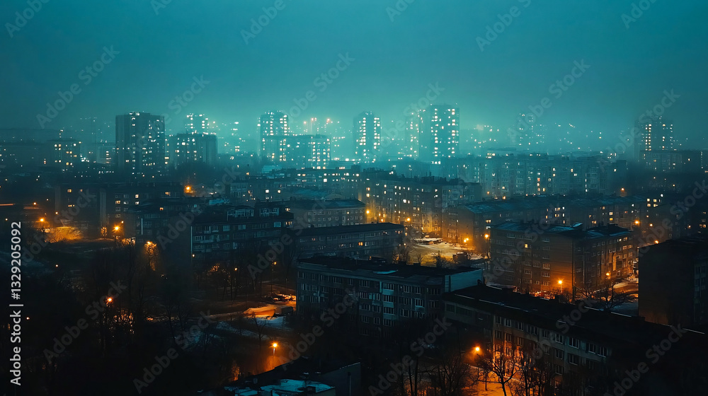 Naklejka premium Amazing nighttime cityscape of Warszawa, the capital city of Poland