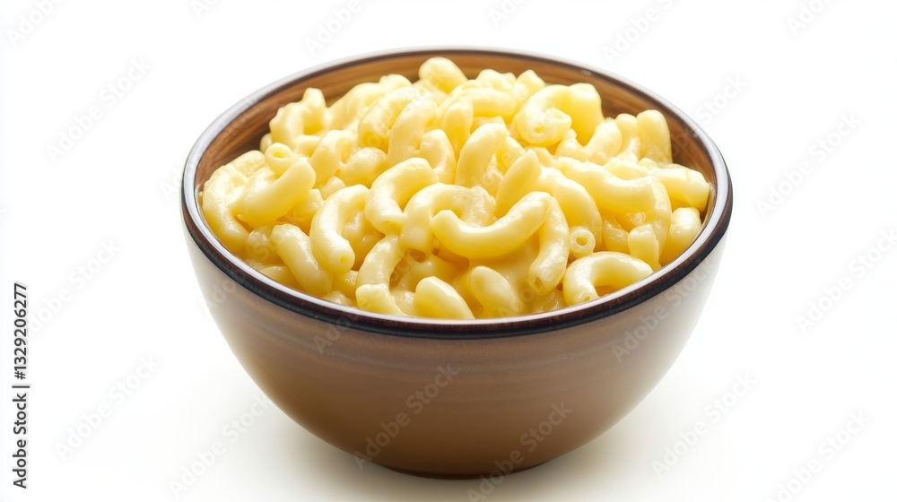 Creamy mac and cheese in a bowl, isolated on white background Creamy mac and cheese in a bowl, isolated on white background