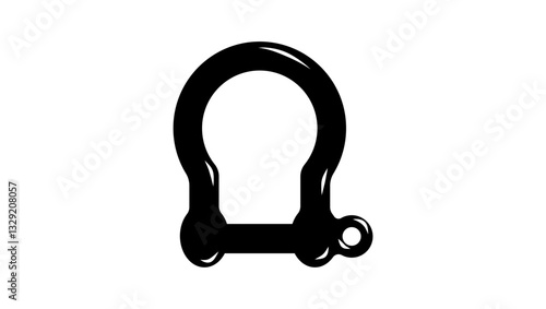 steel bow shackle, black isolated silhouette