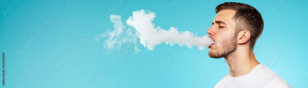 Obraz premium Vaping trend among young adults urban setting lifestyle photography bright aesthetic side view contemporary culture