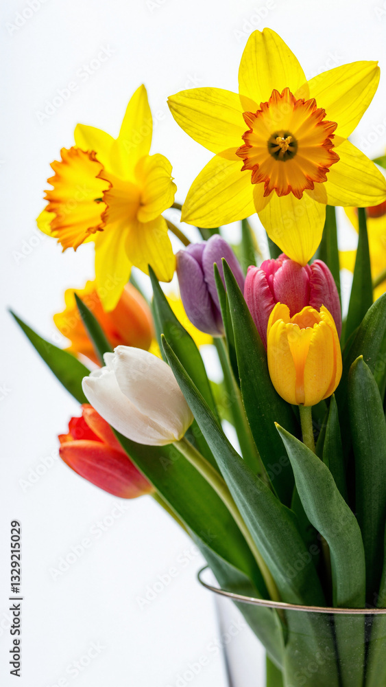 Vibrant Easter Flowers: Daffodils and Tulips for Spring Celebrations, Perfect for Greeting Cards and Seasonal Marketing Vibrant Easter Flowers: Daffodils and Tulips for Spring Celebrations, Perfect for Greeting Cards and Seasonal Marketing