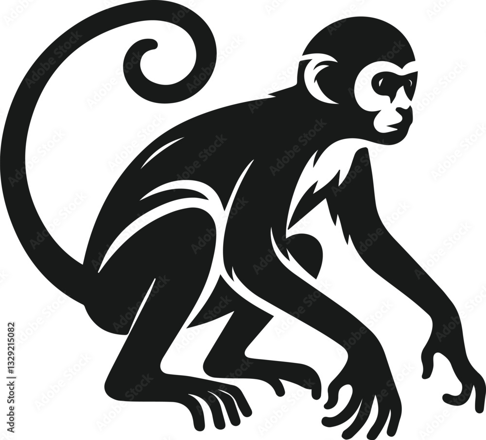 silhouette of a monkey ready to pounce silhouette of a monkey ready to pounce