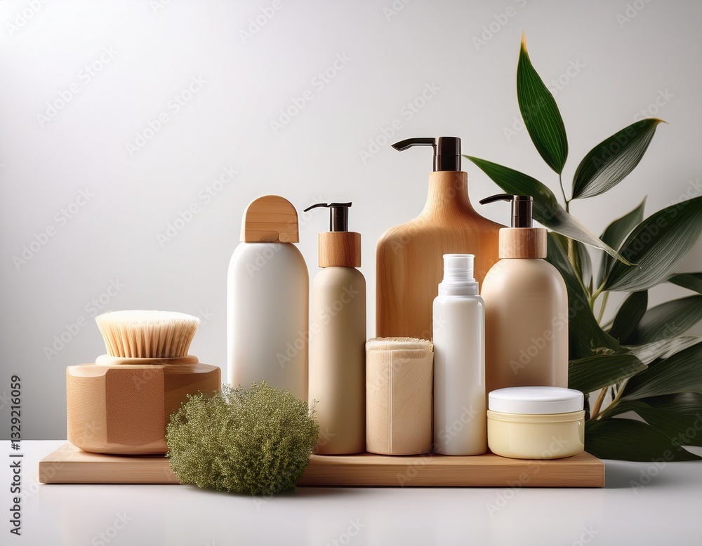 custom made wallpaper toronto digitalGenerated image Eco-friendly personal care products displayed on a white background, leaving space for text