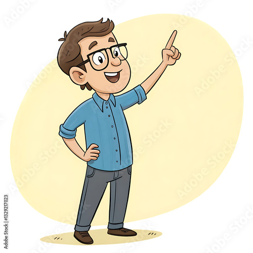 Happy Boy Pointing Idea Cartoon