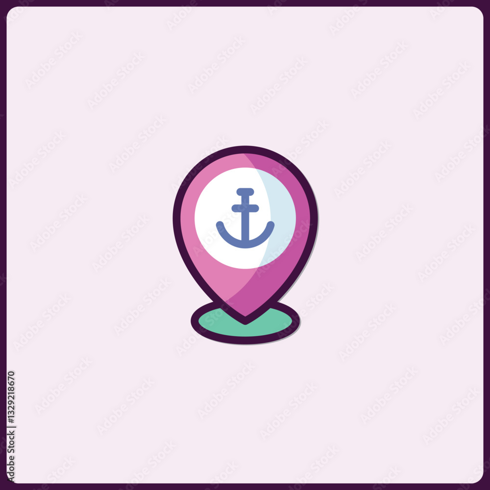 Anchor Symbol in Pink Location Marker for Nautical and Maritime Theme Anchor Symbol in Pink Location Marker for Nautical and Maritime Theme