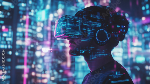 Metaverse Virtual World with Digital Avatars and Cyber Futuristic Landscape