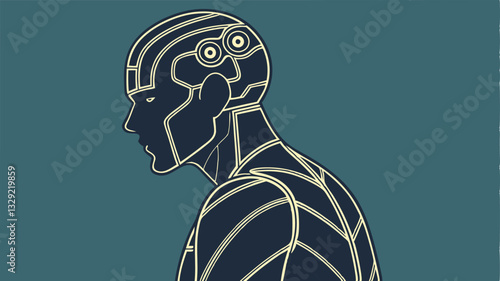 Cyberpunk Augmented Human with Neural Implants – Futuristic Sci-Fi Character Vector