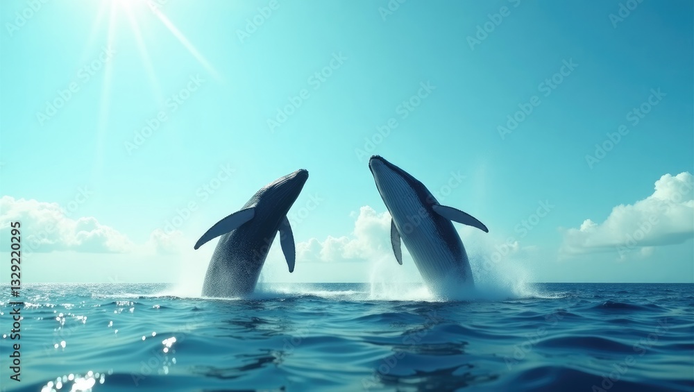 Fototapeta premium whales leaping