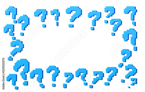Pixel Art Blue Question Mark Frame