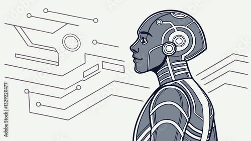 Cyberpunk Augmented Human with Neural Implants – Futuristic Sci-Fi Character Vector