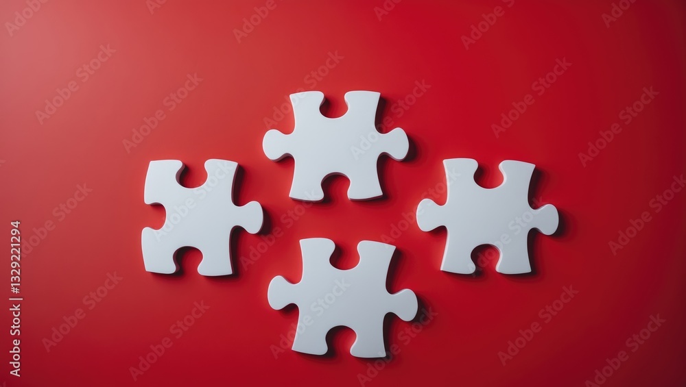 White empty puzzle pieces on a crimson background Combine various elements into a complete strategy and solution business concept White empty puzzle pieces on a crimson background Combine various elements into a complete strategy and solution business concept