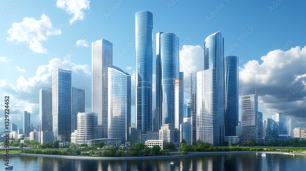 Dramatic city skyline with glowing reflections high resolution picture Dramatic city skyline with glowing reflections high resolution picture