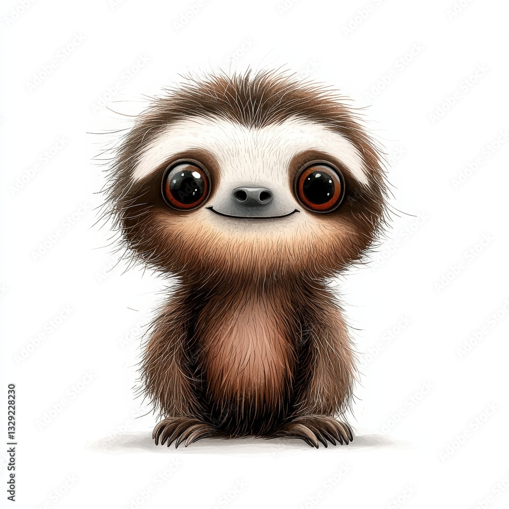 Adorable cartoon sloth with big eyes, perfect for children's media, illustrations, and playful designs. Adorable cartoon sloth with big eyes, perfect for children's media, illustrations, and playful designs.