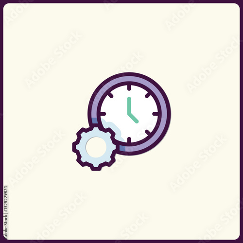 Clock and Gear Icon Representing Time Management and Efficiency