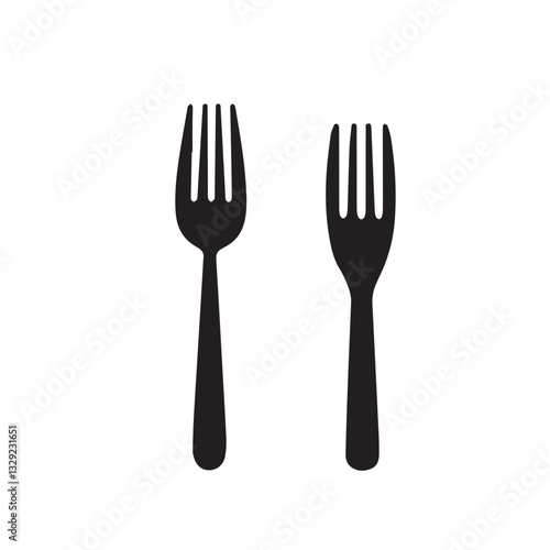 Stainless Steel Fork Knife and Spoon Cutlery Set Flat Black and White Icon Design Minimal on White Background 