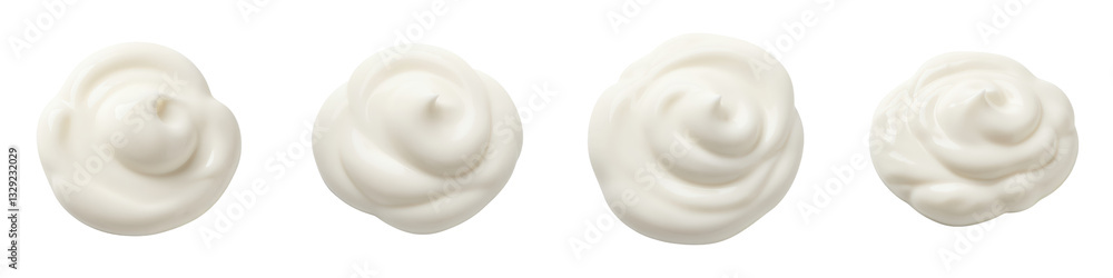 Swirl of Sour Cream on White, Cut Out Set Swirl of Sour Cream on White, Cut Out Set