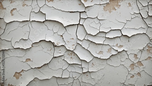 Fototapeta Naklejka Na Ścianę i Meble -  Weathered cracked paint backdrop. Grunge white vintage texture pattern for overlaying artwork.