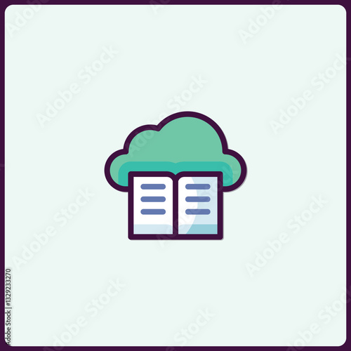 Whimsical Open Book Topped with a Cloud, symbolizing Online Knowledge