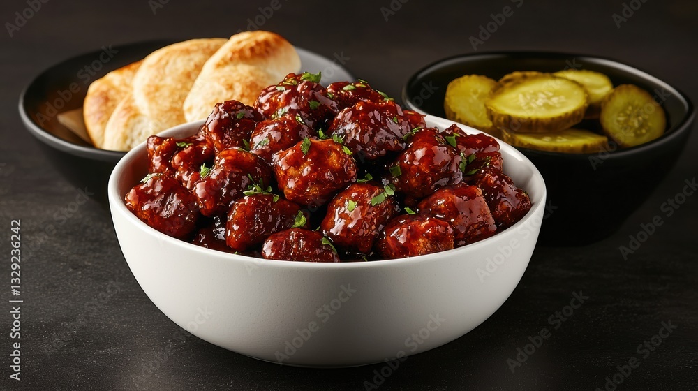 Chuck Brisket concept. Brisket burnt ends glazed in barbecue sauce Chuck Brisket concept. Brisket burnt ends glazed in barbecue sauce