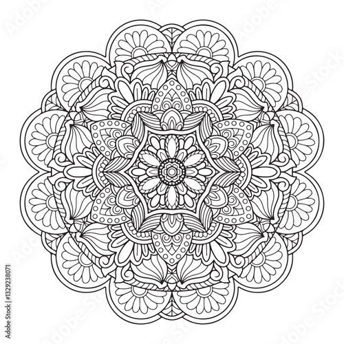 Mandala. Ethnic decorative element. Hand drawn backdrop. Islam, Arabic, Indian, ottoman motifs.