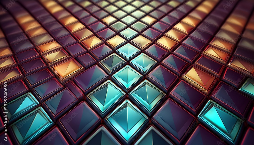 Symmetrical patterns of diamond-shaped tiles arranged in a geometric array, creating a visually striking and balanced design with sharp angles and precision.
Symmetrical patterns of diamond-shaped tiles arranged in a geometric array, creating a visually striking and balanced design with sharp angles and precision.