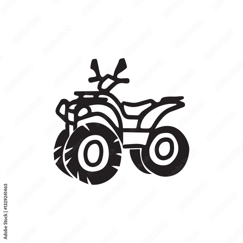 Silhouette of a sporty all-terrain vehicle black icon illustration design. Silhouette of a sporty all-terrain vehicle black icon illustration design.