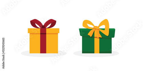 Gift box icons in Trendy Flat style. Gift boxes with ribbon icons Set. Gift box flat line set.