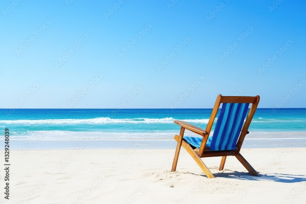 Empty beach chair on a sunny beach Empty beach chair on a sunny beach