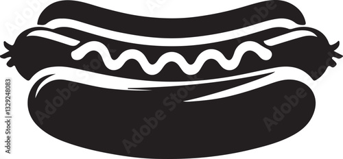 Hot dog silhouette vector art illustration. Hot dog vector icon.