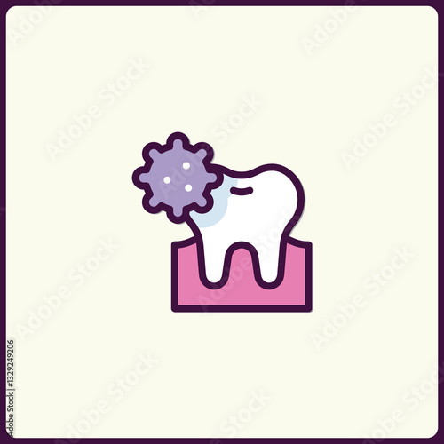 Dental Disease Icon Representing Tooth Decay and Oral Health Problem