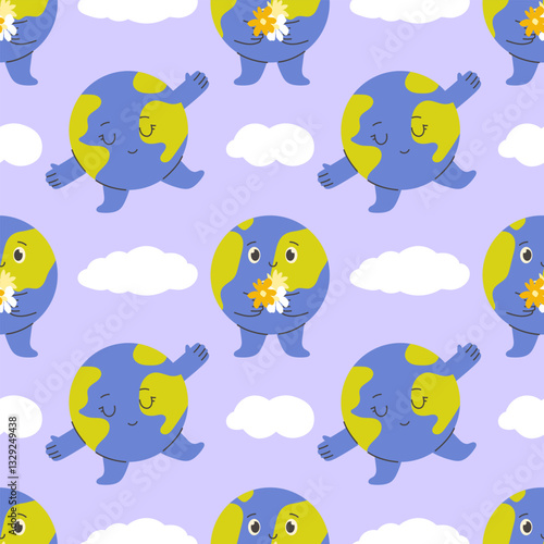 International Mother's Day earth seamless pattern