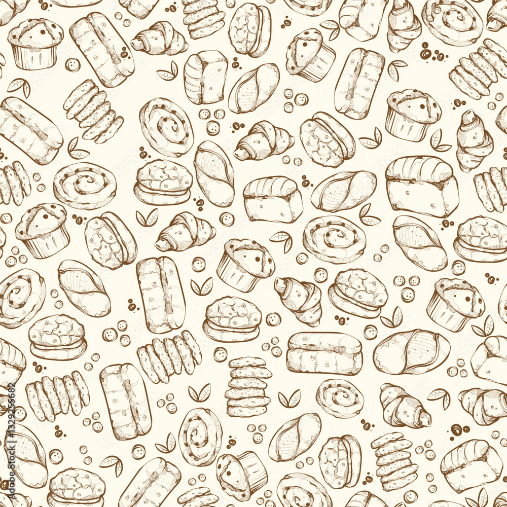 seamless pattern unique hand drawn bakery background seamless pattern unique hand drawn bakery background