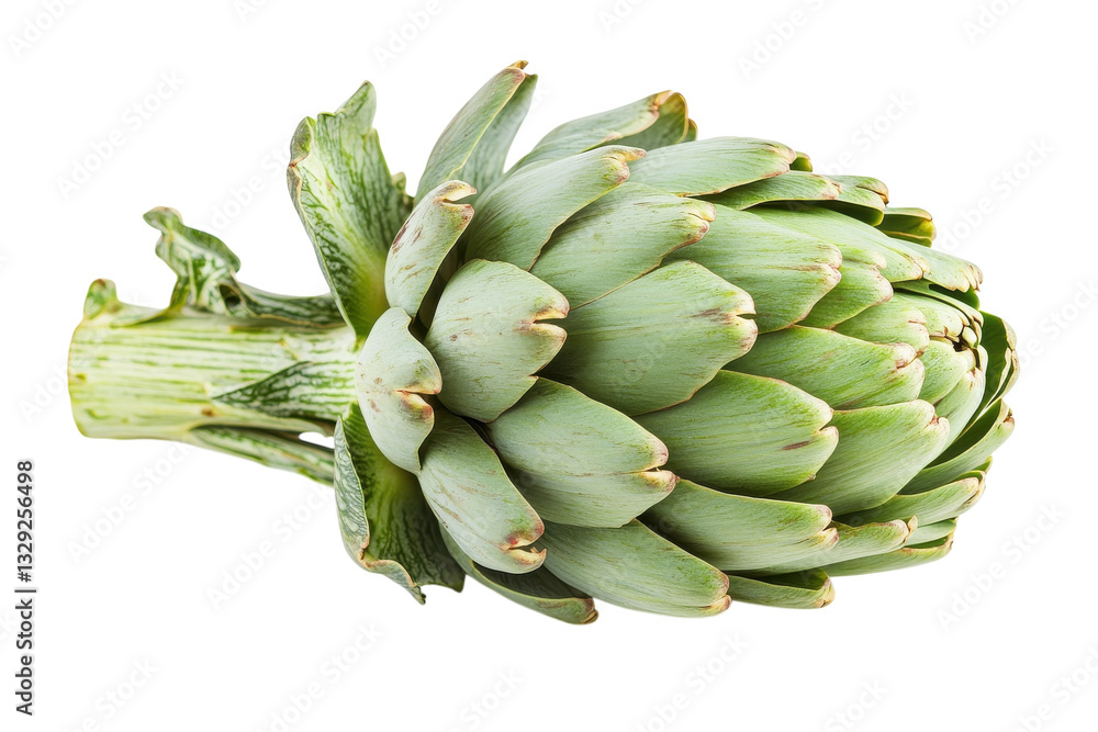 A Single Artichoke, Vibrant Green And Tightly Closed, Ready For Harvest, Showcasing Its Intricate Leaf Structure Against A Stark Isolated on Transparent Background A Single Artichoke, Vibrant Green And Tightly Closed, Ready For Harvest, Showcasing Its Intricate Leaf Structure Against A Stark Isolated on Transparent Background