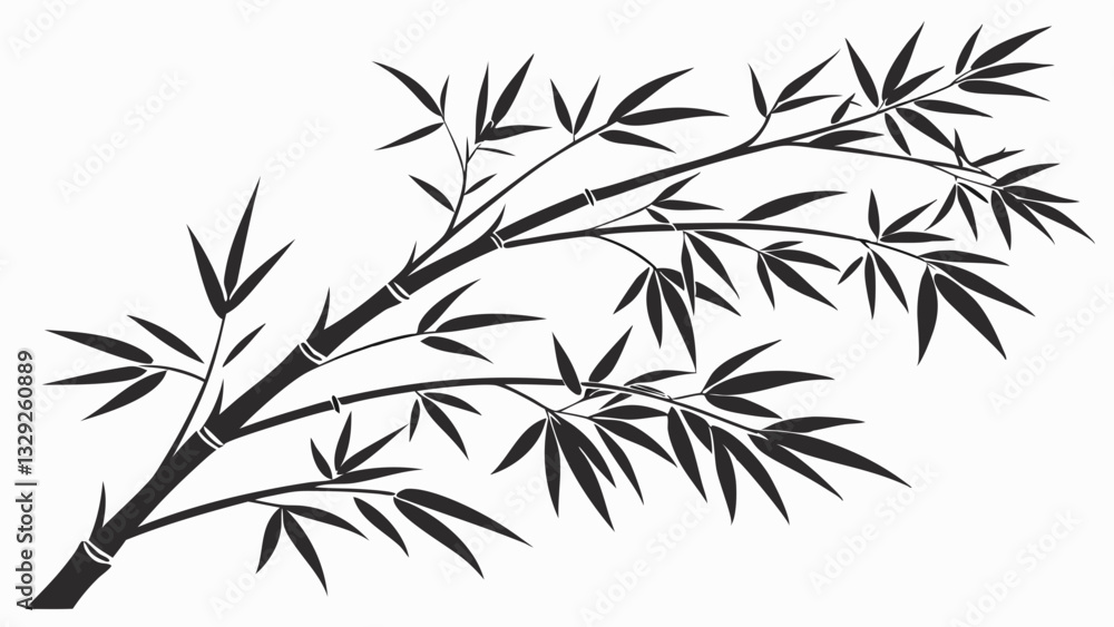 Obraz premium Bamboo leaves vector illustration on white background