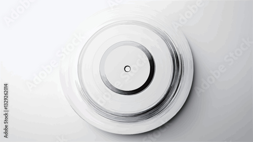 High-angle, close-up view of a series of concentric white circles creating a layered effect against a plain white background. The image is sharply focused, exhibiting high contrast between the