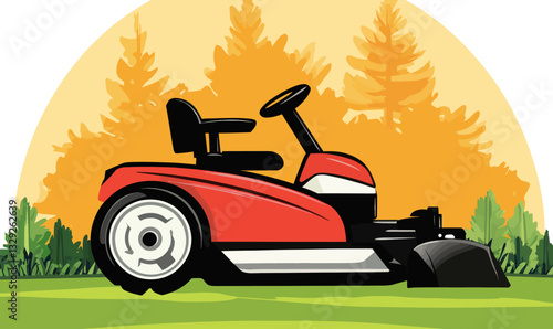 Vector Illustration of Zero Turn Lawn Mower for Efficient Garden and Lawn Care