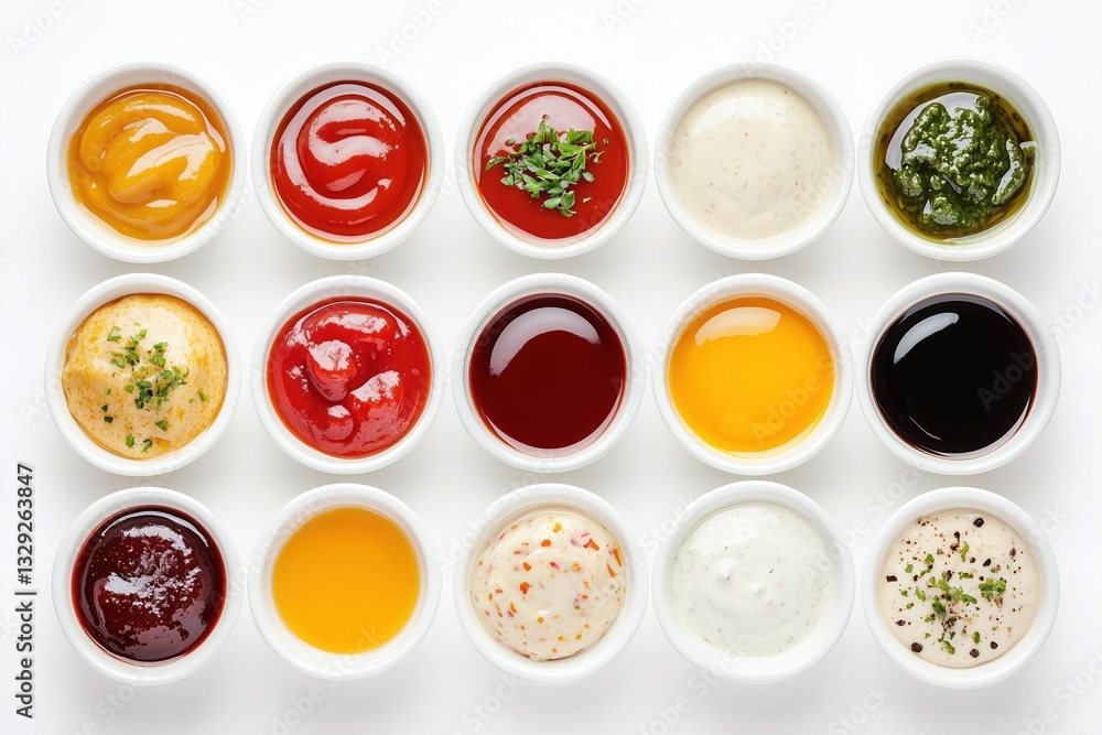 top view variety sauces condiments top view variety sauces condiments
